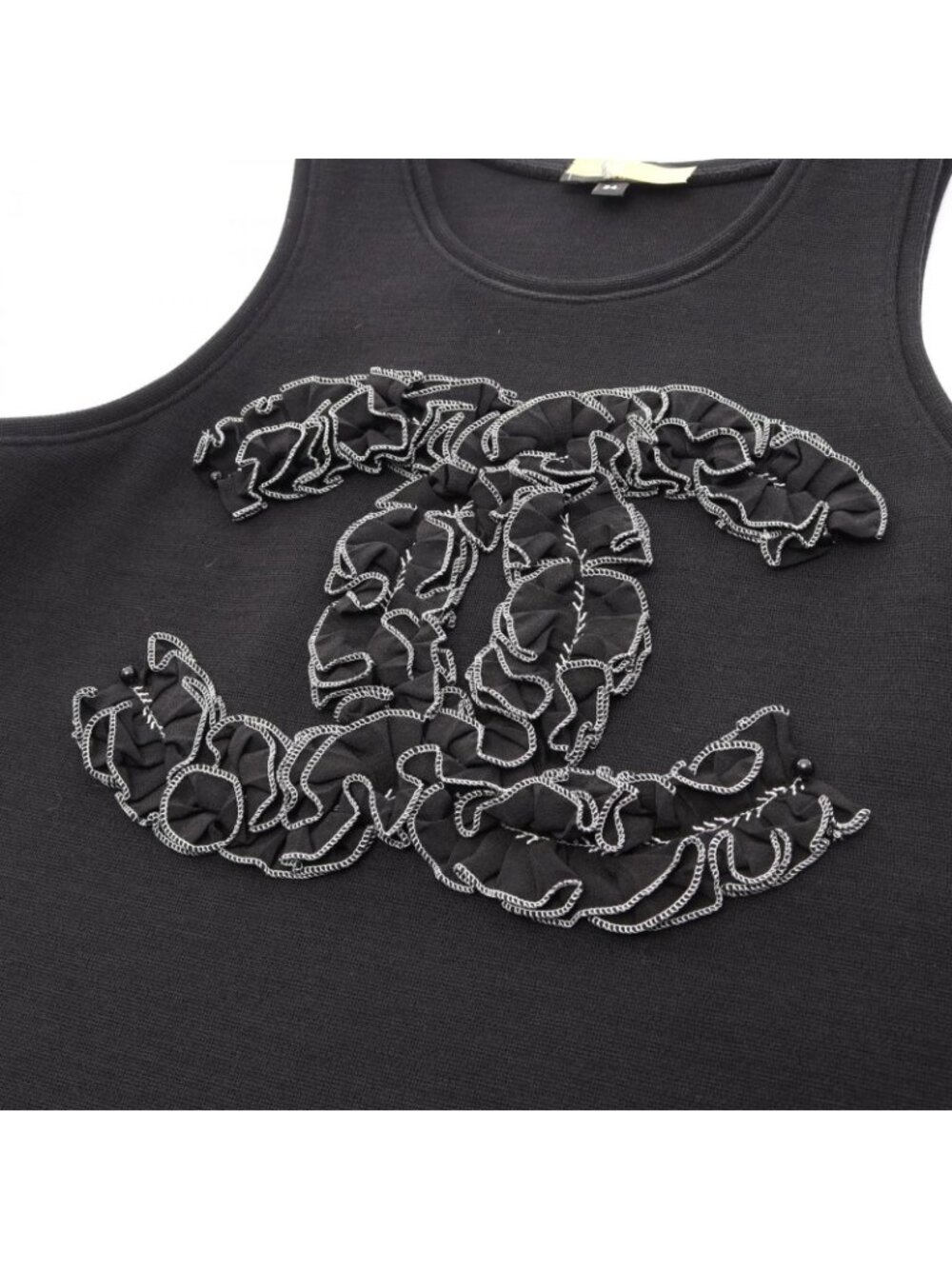Chanel Tank Top CC Logo Ruffle Wool - Picture 12 of 12